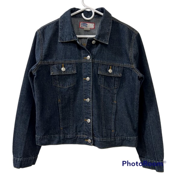 Old Navy Blue Jeans Womens 100% Cotton Denim Jacket Medium Wash Size Large - Picture 1 of 12